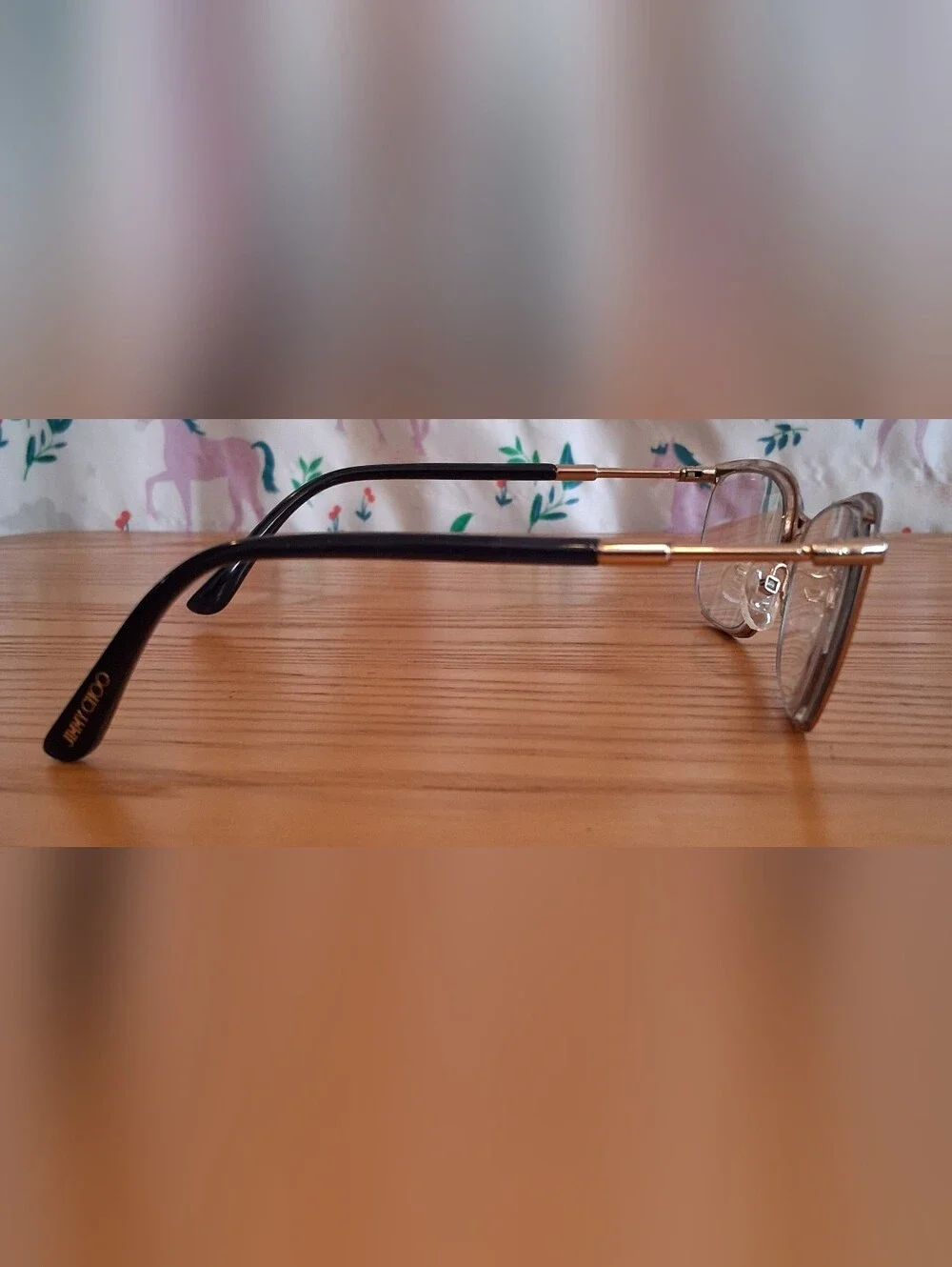 EUC Jimmy Choo JC203 Navy & Gold Tone Cat Eye Keyhole Reading Glasses Frames